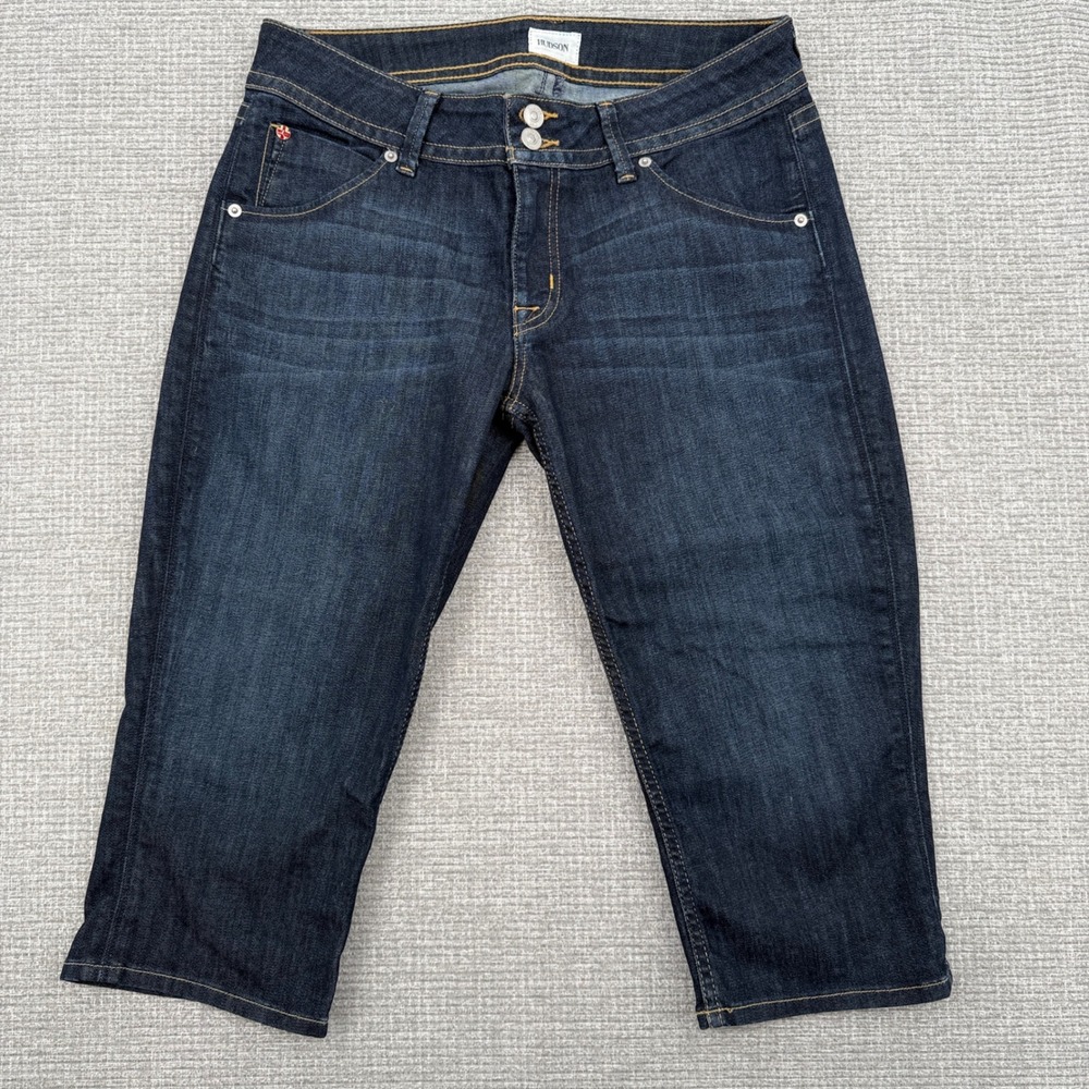 Hudson Malibu Cap Cuffed Cropped Jeans Dark Wash Denim Women's Size 31 90s Y2K